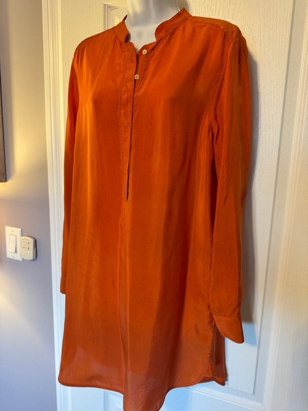 See by Chloé Cupro Shirt Dress Rust Orange Made in Italy Size 4